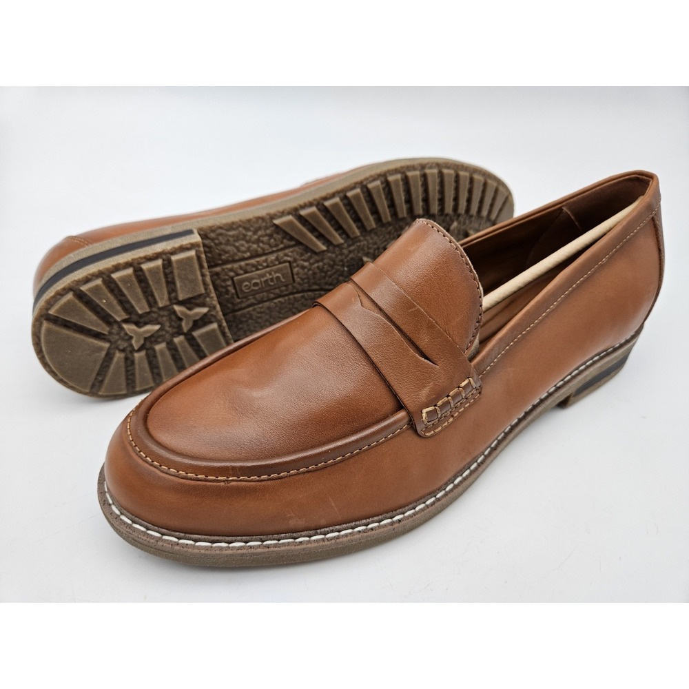Earth Shoe Shoes Mens Size 12 M Brown Leather Loafers Slip On